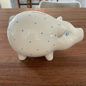 Tiffany & Co. piggy bank with baby blue dots